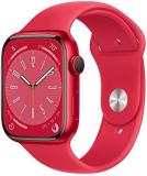 Apple Watch Series 8 [GPS + Cellular, 45mm] - (PRODUCT)Red Aluminum Case with Red Sport Band, S/M (Renewed)