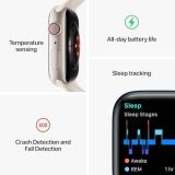 Apple Watch Series 8 (GPS + Cellular, 45MM) Silver Stainless Steel Case with White Sport Band (Renewed)