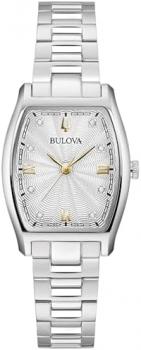 Bulova Ladies Quartz Dress Classic Watch, Silver-Tone Stainless Steel Bracelet, Silver-White Dial Style: 96P232