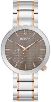Bulova Latin Grammy Ladies Modern Futuro Two Tone Rose Gold Stainless Steel Watch, Textured Grey Dial (Model:98L309)
