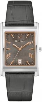 Bulova Men's Classic Sutton 3-Hand Calendar Date Stainless Steel Case and Grey Leather Strap Watch Style:96B443