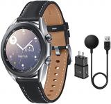 SAMSUNG Galaxy Watch 3 Stainless Steel (41mm) SpO2 Oxygen, Sleep, GPS Sports + Fitness Smartwatch, IP68 Water Resistant, International Model - No S Pay SM-R850 (Fast Charge Cube Bundle, Silver)
