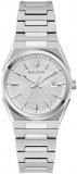 Bulova Ladies Quartz Dress Classic Watch, Silver-Tone Stainless Steel Bracelet, Silver-White Dial, Calendar (Style: 96M176)