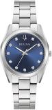 Bulova Japanese Quartz Women's Analog Watch with Stainless Steel Strap 96P229, Blue, Classic