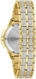 Bulova Ladies' Crystal Octava Gold Stainless Steel 3-Hand Quartz Watch, Crystal Bezel and Dial Style: 98L302