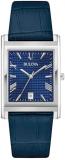 Bulova Men's Classic Sutton 3-Hand Calendar Blue Leather Strap, Patterned Dial, Sapphire Crystal, 29 x 41mm Style: 96B442