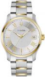 Bulova Men's Classic Wilton Two Tone Stainless Steel 3-Hand Watch, Silver White Dial, Style:98B391