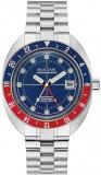 Bulova Men's Oceanographer Snorkel GMT Stainless Steel Watch, Blue and Red Bidirectional Rotating Bezel, Bezel, Blue Dial Style:96B405