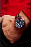 Bulova Men's Oceanographer Snorkel GMT Stainless Steel Watch, Blue and Red Bidirectional Rotating Bezel, Bezel, Blue Dial Style:96B405