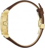 Bulova Men's Icon High Precisionist Quartz Gold Tone Stainless Steel Case 3-Hand Watch, Leather Brown Strap, Black Dial Style:97B216