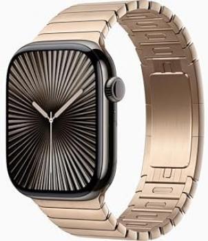 Apple Watch Series 10 [GPS, 42mm] - Slate Titanium Case with Gold Link Bracelet (Renewed)