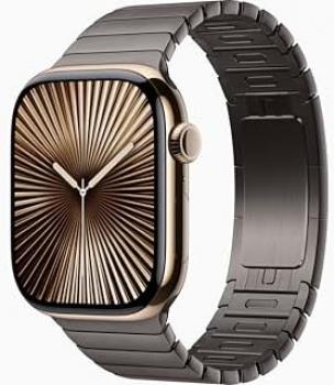 Apple Watch Series 10 [GPS + Cellular, 42mm] - Gold Titanium Case with Slate Link Bracelet (Renewed)