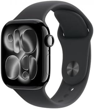 Apple Watch Series 11 [GPS + Cellular 42mm] Smartwatch with Jet Black Aluminum Case with Black Sport Band - M/L. Sleep Score, Fitness Tracker, Health Monitoring, Always-On Display, Water Resistant