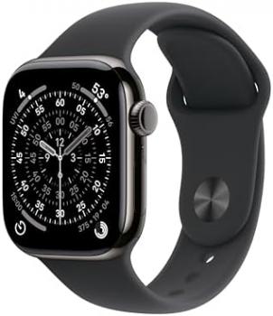 Apple Watch Series 11 [GPS + Cellular 42mm] Smartwatch with Slate Titanium Case with Black Sport Band - M/L. Sleep Score, Fitness Tracker, Health Monitoring, Always-On Display, Water Resistant