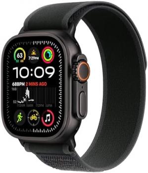 Apple Watch Ultra 2 [GPS + Cellular 49mm] - Black Titanium Case with Black Trail Loop, S/M (Renewed)