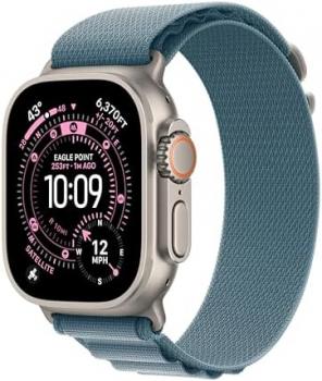 Apple Watch Ultra 3 [GPS + Cellular 49mm] Running & Multisport Smartwatch w/Rugged Titanium Case w/Light Blue Alpine Loop - M. Satellite Communications, Advanced Health & Fitness Tracking