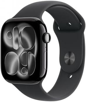 Apple Watch Series 11 [GPS + Cellular 46mm] Smartwatch with Jet Black Aluminum Case with Black Sport Band - M/L. Sleep Score, Fitness Tracker, Health Monitoring, Always-On Display, Water Resistant