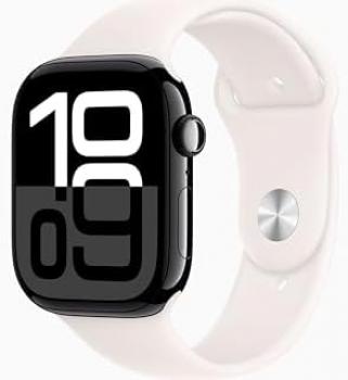 Apple Watch Series 10 [GPS, 46mm] - Jet Black Aluminum Case with Light Blush Sport Band, S/M (Renewed)