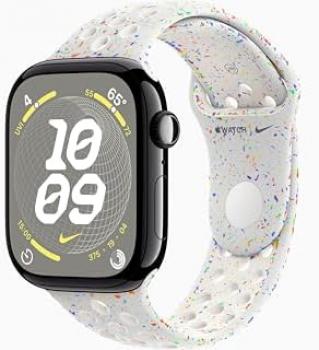Apple Watch Series 10 [GPS, 46mm] - Jet Black Aluminum Case with Pure Platinum Nike Sport Band, S/M (Renewed)
