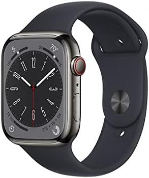 Apple Watch Series 8 (GPS + Cellular, 45MM) Graphite Stainless Steel Case with Midnight Sport Band, M/L (Renewed Premium)