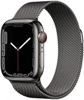 Apple Watch Series 7 (GPS + Cellular, 41mm) Graphite Stainless Steel Case with Graphite Milanese Loop (Renewed)