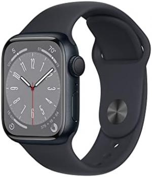 Apple Watch Series 8 [GPS 41mm] Smart Watch w/Midnight Aluminum Case with Midnight Sport Band - M/L. Fitness Tracker, Blood Oxygen & ECG Apps, Always-On Retina Display, Water Resistant