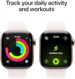 Apple Watch Series 11 [GPS + Cellular 42mm] Smartwatch with Gold Titanium Case with Light Blush Sport Band - M/L. Sleep Score, Fitness Tracker, Health Monitoring, Always-On Display, Water Resistant