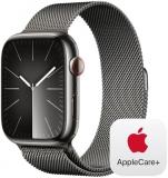 Apple Watch Series 9 [GPS + Cellular 45mm] Smartwatch with Graphite Stainless Steel Case with Graphite Milanese Loop with AppleCare+ (2 Years)