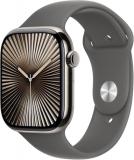 Apple Watch Series 10 [GPS + Cellular, 46mm] Natural Titanium Case with Stone Gr...