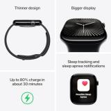 Apple Watch Series 10 [GPS + Cellular, 46mm] Natural Titanium Case with Stone Grey Sport Band - M/L (Renewed Premium)