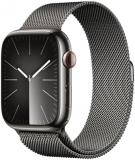 Apple Watch Series 9 [GPS + Cellular 45mm] Smartwatch with Graphite Stainless Steel Case with Graphite Milanese Loop. Fitness Tracker, ECG Apps, Always-On Retina Display