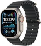 Apple Watch Band - Ocean Band (49mm) - Black with Natural Titanium Finish - Regular