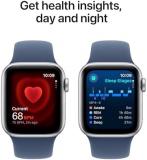 Apple Watch SE (2nd Gen) [GPS 40mm] Smartwatch with Silver Aluminum Case with Storm Blue Sport Band S/M. Fitness & Sleep Tracker, Crash Detection, Heart Rate Monitor
