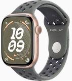Apple Watch Series 10 [GPS, 46mm] - Rose Gold Aluminum Case with Cargo Khaki Nike Sport Band, S/M (Renewed)