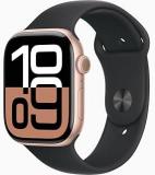 Apple Watch Series 10 [GPS, 46mm] - Rose Gold Aluminum Case with Black Sport Ban...