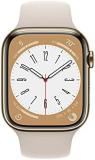 Apple Watch Series 8 (GPS + Cellular, 45mm) - Gold Stainless Steel Case with M/L Starlight Sport Band (Renewed Premium)