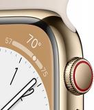 Apple Watch Series 8 (GPS + Cellular, 45mm) - Gold Stainless Steel Case with M/L Starlight Sport Band (Renewed Premium)