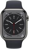 Apple Watch Series 8 (GPS + Cellular, 45MM) Graphite Stainless Steel Case with Midnight Sport Band, M/L (Renewed Premium)