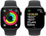 Apple Watch Series 10 (GPS, 42MM) Jet Black Aluminum Case with Black Sport Band, M/L (Renewed)