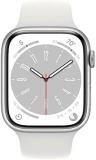 Apple Watch Series 8 [GPS + Cellular 45mm] Smart Watch w/Silver Aluminum Case with White Sport Band - S/M. Fitness Tracker, Blood Oxygen & ECG Apps, Always-On Retina Display, Water Resistant