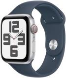 Apple Watch SE (2nd Gen) [GPS + Cellular 44mm] Smartwatch with Silver Aluminum Case with Storm Blue Sport Band S/M. Fitness & Sleep Tracker, Crash Detection, Heart Rate Monitor