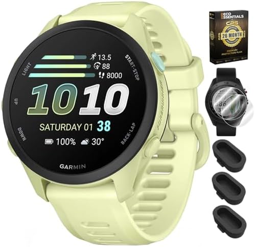 Garmin Forerunner 70, 1.2" AMOLED GPS Running Watch, Training Readiness, 13-Day Battery, Citron, 010-04307-02 w/Deco Essentials 26-Month CPS, Screen Protector & 3-Pack Dust Cover