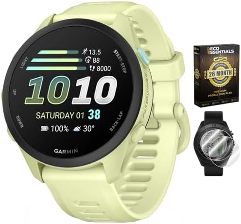 Garmin Forerunner 70, 1.2" AMOLED GPS Running Watch, Training Readiness, 13-Day Battery, Citron, 010-04307-02 w/Deco Essentials 26-Month CPS Protection & 2-Pack Screen Protector