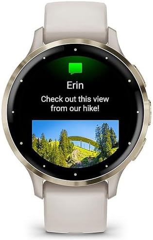 Garmin Venu 3S Soft Gold Stainless Steel Bezel AMOLED Smartwatch, 41mm Dust Rose Case, 010-02785-03 - Bundle w/Deco Essentials 18mm Nylon Elastic Bands, Dock and Dust Cover
