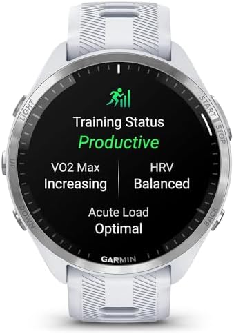 Garmin Forerunner 965 Running Smartwatch Whitestone and Powder Gray 010-02809-01 Bundle with Deco Essentials 22mm Milanese Band 3 Pack, Charging Dock and Silicone Dust Cover 3 Pack