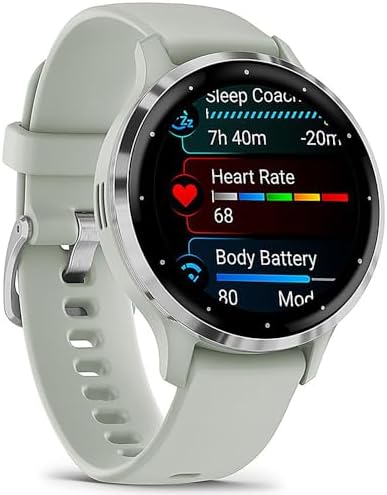 Garmin Venu 3S Slate Stainless Steel Bezel AMOLED Smartwatch, 41mm Pebble Gray Case, 010-02785-00 - Bundle w/Deco Essentials 18mm Milanese Bands, Dock and Dust Cover