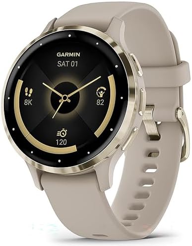 Garmin Venu 3S Soft Gold Stainless Steel Bezel AMOLED Smartwatch, 41mm Ivory Case, 010-02785-04 - Bundle w/Deco Essentials 18mm Milanese Bands, Dock and Dust Cover