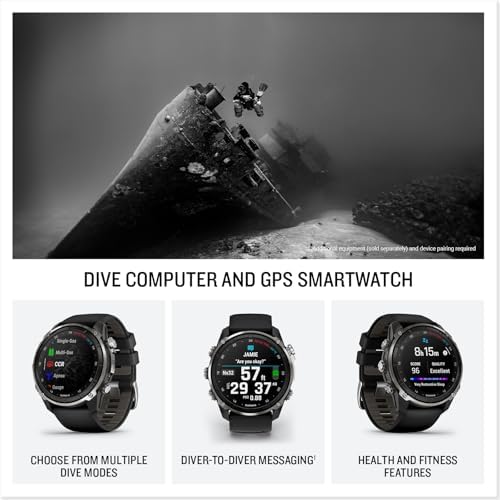 Garmin Descent Mk3i – 51 mm Silver and Black PVD Titanium with Black/Pebble Gray Silicone Band