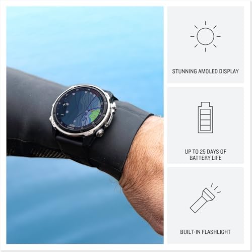 Garmin Descent Mk3i – 51 mm Silver and Black PVD Titanium with Black/Pebble Gray Silicone Band