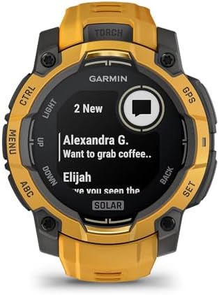 Garmin Instinct 3-45 mm GPS Smartwatch Solar Sunburst with Sunburst/Gray Band 010-02934-02 Bundle with Dust Cover, 2-Pack Screen Protector and Deco Essentials 26 Month CPS Enhanced Protection Pack